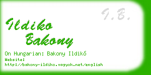 ildiko bakony business card